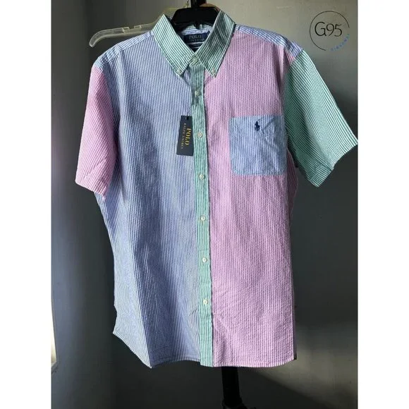 NWT POLO RALPH LAUREN Men's XL RL Prepster Classic-Fit Seersucker Shirt UNTUCKED - Picture 1 of 5
